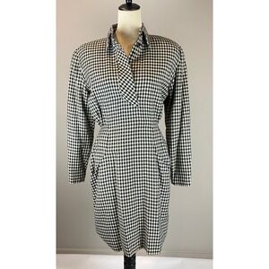 Vintage Le Crillon Dress Gingham Print Wool Blend Women's SIze 4